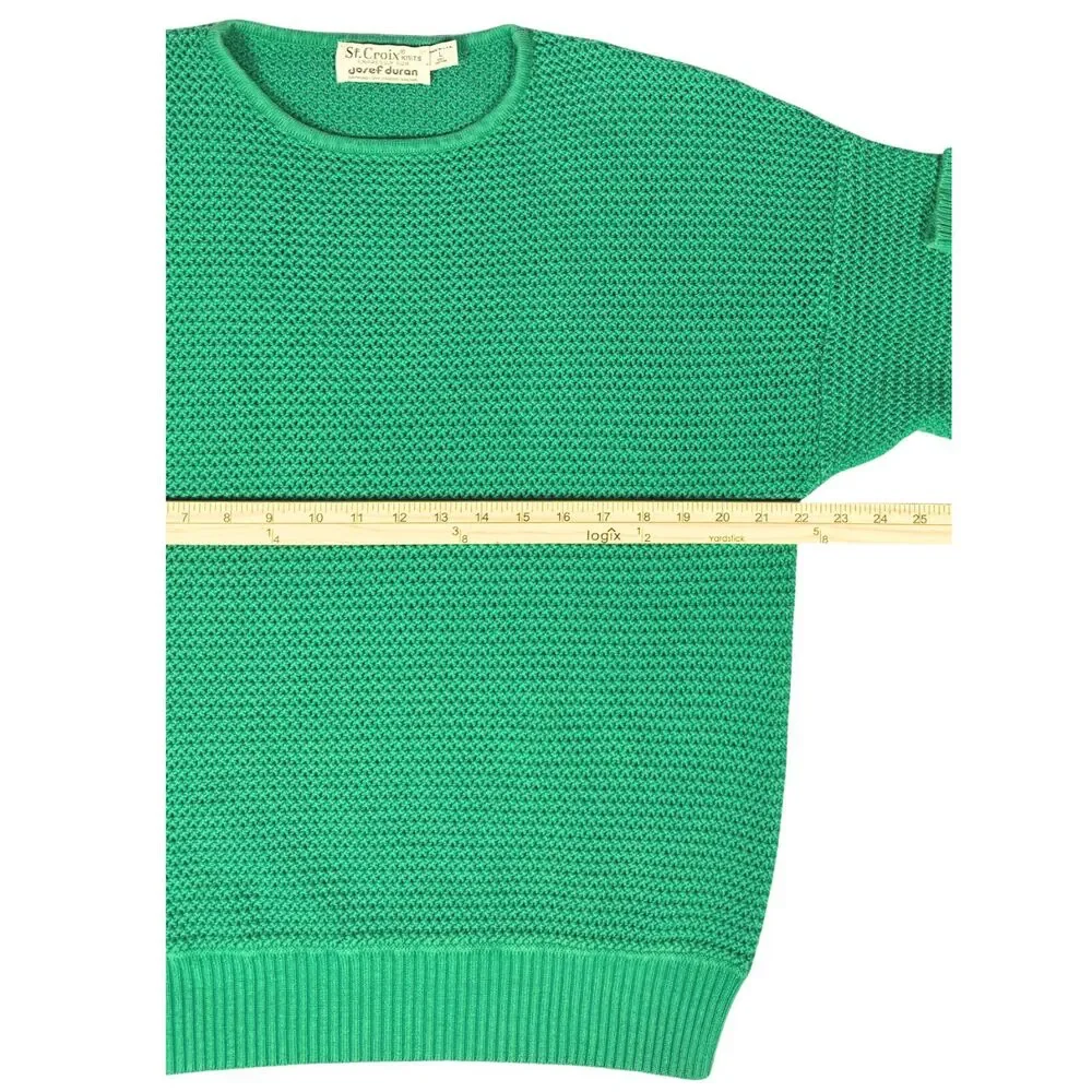 Vintage St. Croix Knits Josef‎ Duran Sweater Womens Open Knit Large Green USA